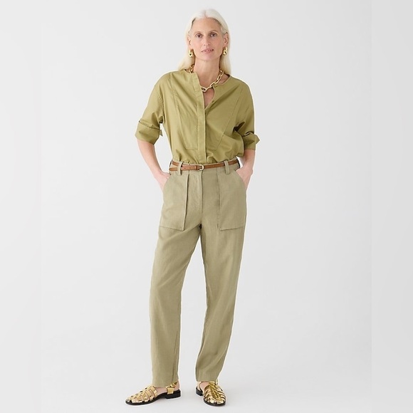 J Crew Seaside cargo pant in linen-TENCEL™ lyocell blend - Picture 1 of 5
